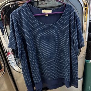 Michael kors layered  Navy Polka Dot Blouse 3x